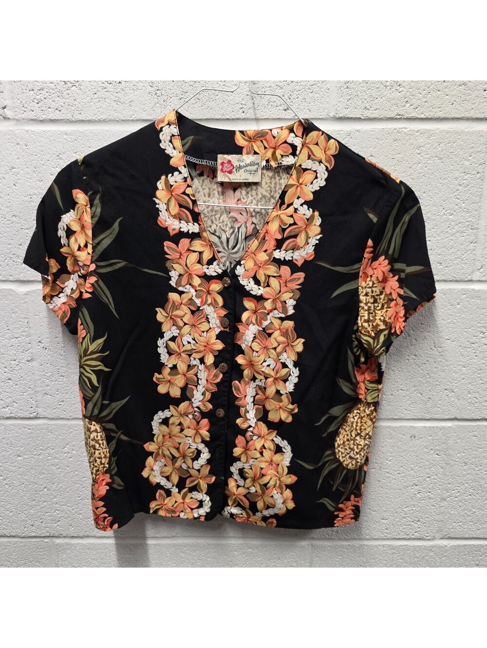 The Hawaiian Women’s VTG 90’s Original Button Front Floral Blouse 18.5x21.5 S